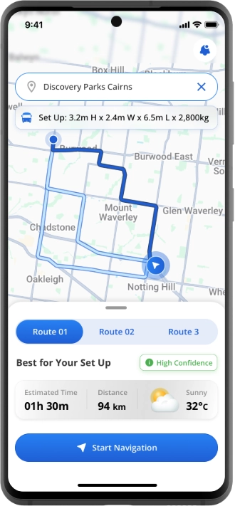 VanNav app features screen